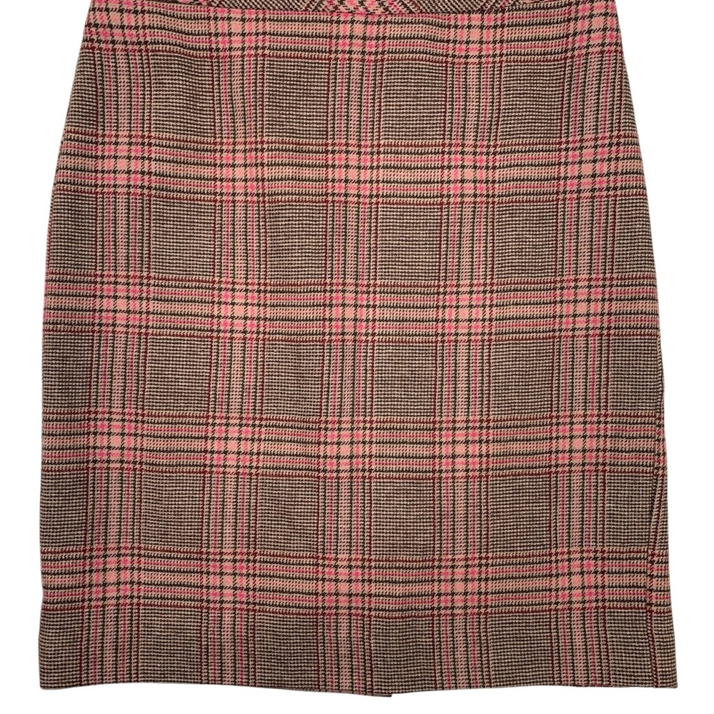 Talbots Pink and Brown Plaid Pencil Skirt